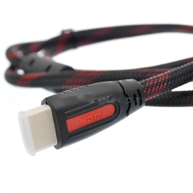 Dây cáp tín hiệu 2 đầu HDMI 10m tụ chống nhiễu bọc lưới định dạng chuẩn 4K (Đen phối đỏ)