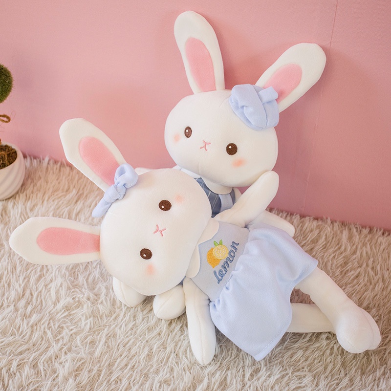 Gấu bông thỏ Lemon dễ thương cho bé 2 kiểu trang phục- Thỏ bông đôi kích thước 40cm