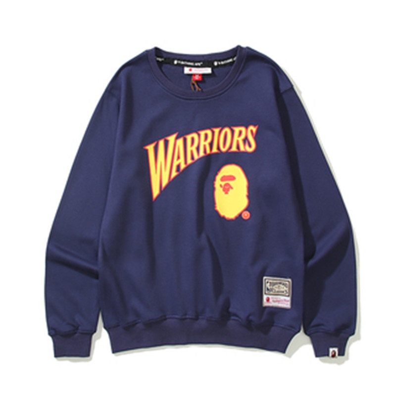 BAPE Áo Nỉ Dài Tay Cổ Tròn Thời Trang Nam Nữ