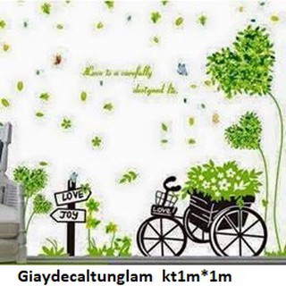 Decal Dán Tường Combo Xe Hoa Và Cây Trái Tim