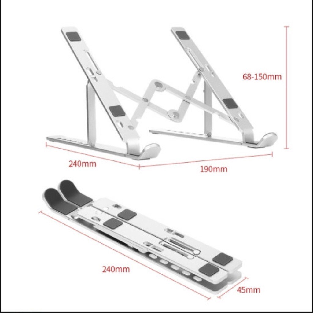 Giá đỡ Laptop, Macbook, Điện Thoại Ipad bằng nhôm có thể điều chỉnh được độ cao, đế tản nhiệt laptop, kê laptop nhôm cấp