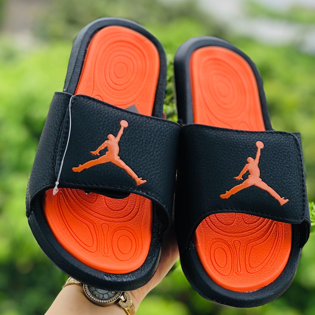 [Freeship + HỘP] Dép quai ngang jordan jd6 nam nữ màu đen -cam