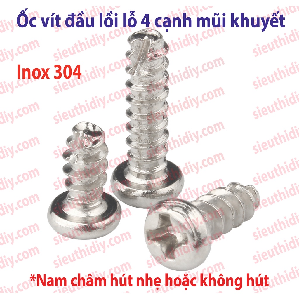 Ốc vít M2M3M3.5 tự khoan đầu lồi lỗ 4 cạnh mũi khuyết