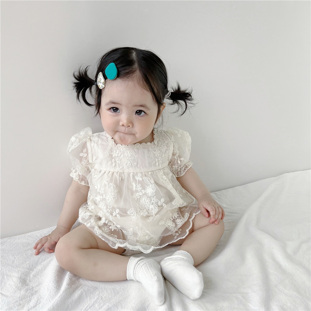 Đầm Công Chúa Tay Ngắn Phối Ren Dễ Thương Thời Trang Mùa Hè Cho Bé Gái