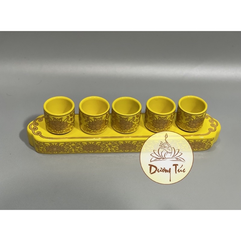Án Năm Ly Nước Thờ Cúng Bằng Sứ nhiều màu