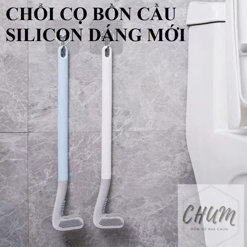 ( tặng kèm móc treo) cọ toilet silicon , chổi cọ bồn cầu thông minh 3 góc độ Chumdecor SLC10
