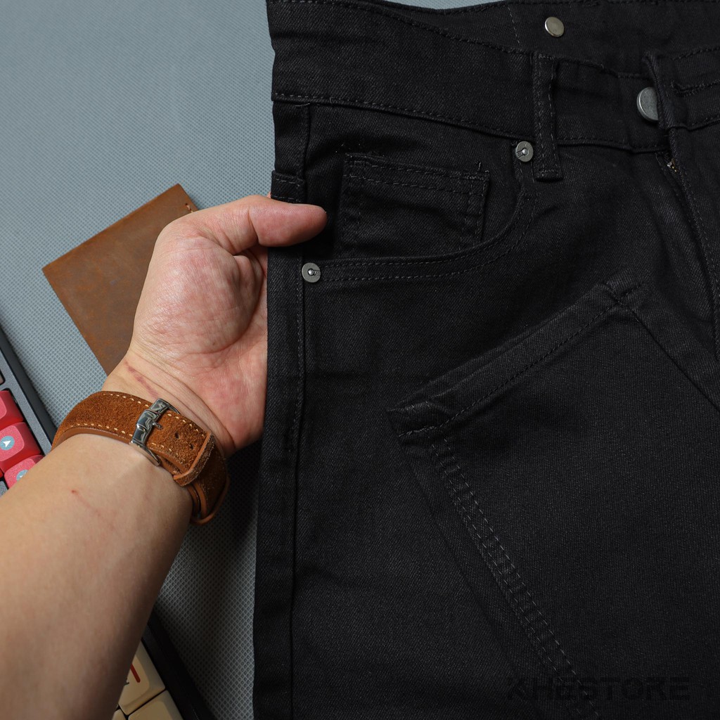 Quần Jeans Nam Khestore 9095 , Jeans Trơn Đen Rách Gối Phong Cách Hàn Quốc | BigBuy360 - bigbuy360.vn