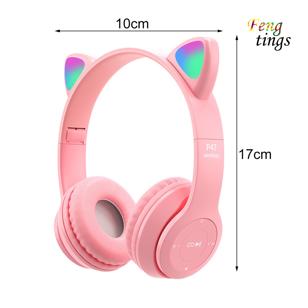 Tai Nghe Bluetooth 5.0 Không Dây Hình Tai Mèo Phát Sáng P47