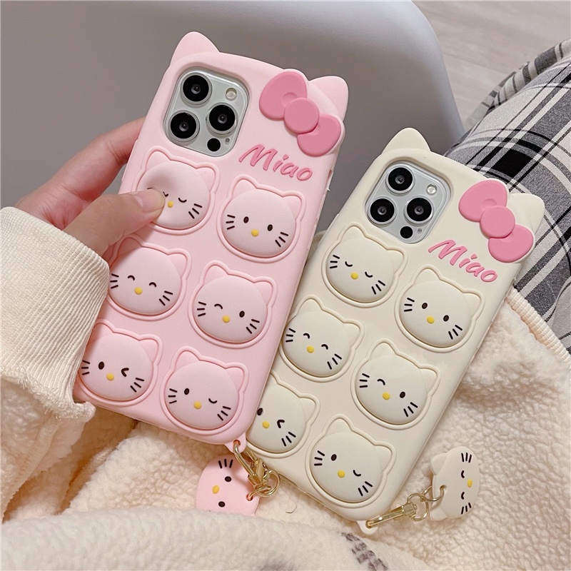 Ốp Điện Thoại Silicone Mềm Chống Rơi In Hình Hello Kitty Cho iPhone 14 13 12 11 Pro Max XS XR X 8 7 6 6S Plus SE 2020