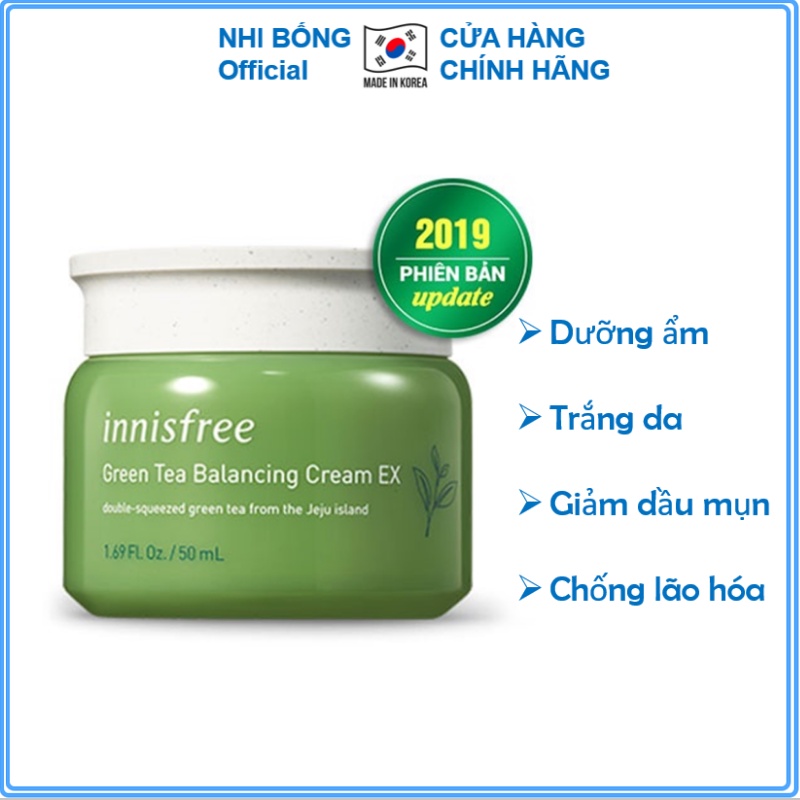 Kem dưỡng ẩm - Kem dưỡng trắng da chống lão hóa da Innisfree Green Tea Cream EX Hàn Quốc 50ml