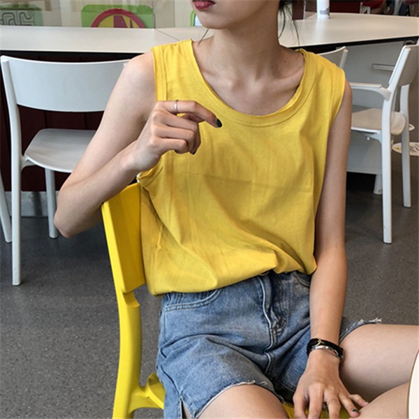 Áo Không Tay Dáng Rộng Màu Trơn Phong Cách Hàn Quốc Thời Trang Mùa Hè Mới