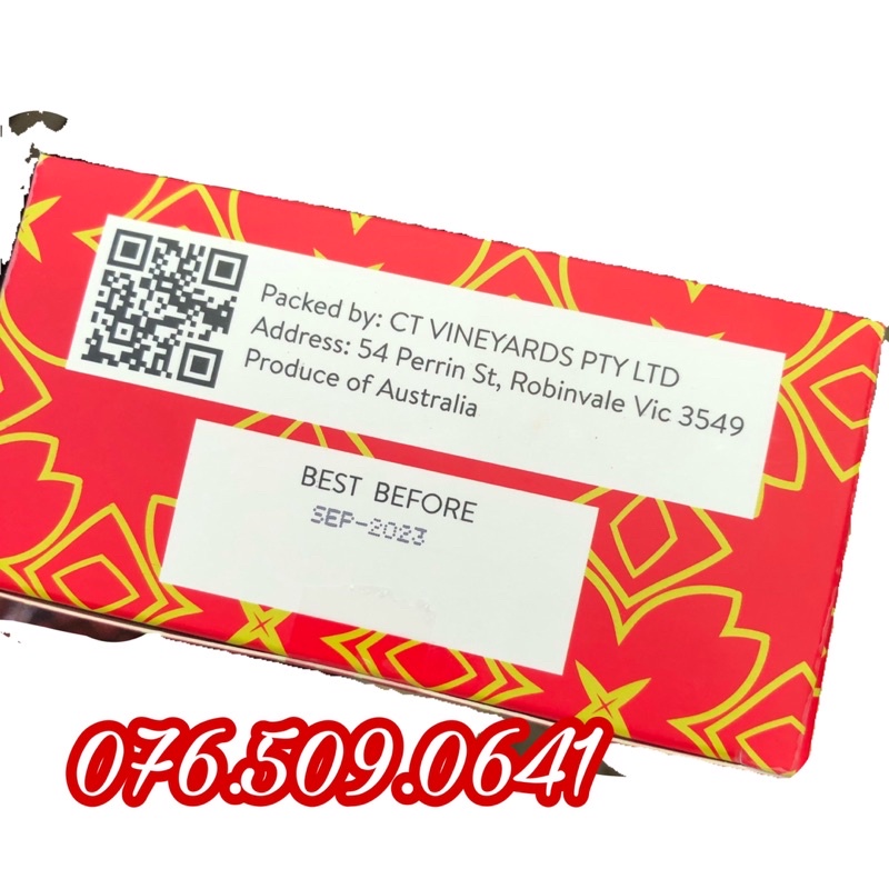 Nho khô đen cành Úc [QR code ra web] hộp 500gr