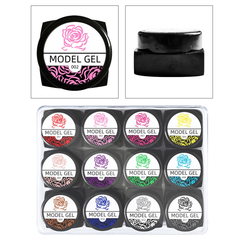 Set 12 Gel 3D Điêu Khắc Trang Trí Móng Tay 3D Chống Dính Tiện Dụng