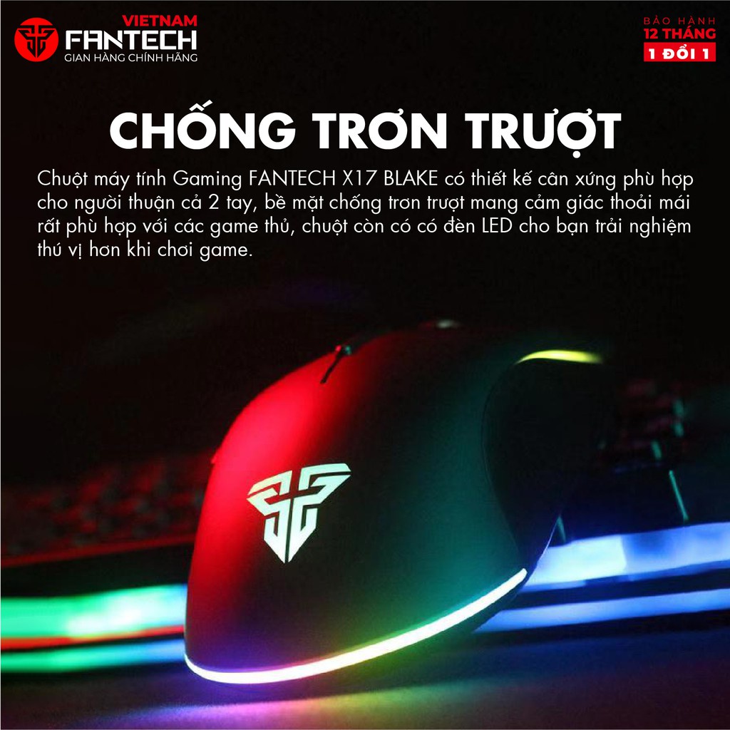Chuột Gaming Macro FANTECH X17 BLAKE 10000 DPI LED RGB Chroma  16,8 Triệu Màu Phần Mềm Tùy Chỉnh  -  Hàng Chính Hãng