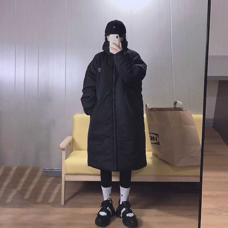 Áo Khoác Nữ Dáng Dài Màu Đen Phong Cách Hàn Quốc Thời Trang Mùa Đông 2020