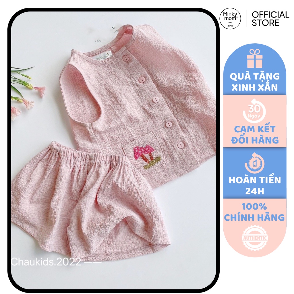 [SALE] Bộ Quần Áo Cho Bé Gái, Bé Trai Vải Đũi Xốp In Túi Dễ Thương, Set Bộ Sát Nách Cho Bé CK16