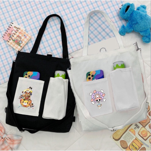 Túi Vải Tote Kiêm Balo doraemon TBL4 totoro vô diện chuột vàng shin  one piece sumikko jinbeisan kero CCS usagyu