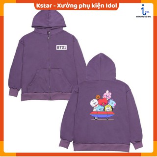 Áo khoác có mũ hình nhân vật Bangtan