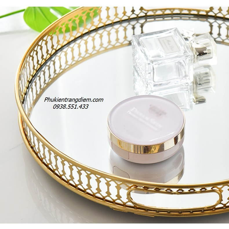 Khay Để Nước Hoa Mỹ Phẩm Trang Điểm Vàng - Tròn