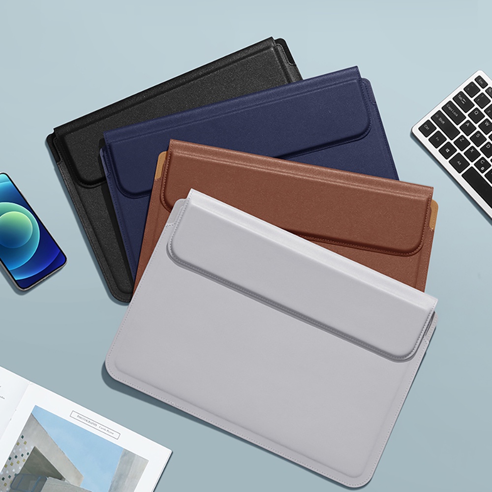 Túi Da Đựng Laptop Chống Thấm Nước Kèm Giá Đỡ Tiện Dụng