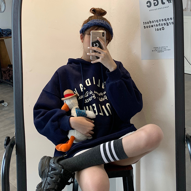 NRVP Áo sweater tay dài cỡ lớn dáng rộng thời trang thu đông 2020 phong cách Hàn Quốc dành cho nữ