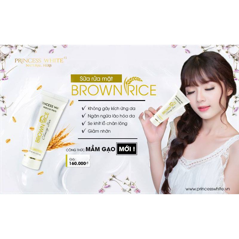 SỮA RỬA MẶT MẦM GẠO LÀNH TÍNH HỢP MỌI LOẠI DA PRINCESS WHITE | BigBuy360 - bigbuy360.vn