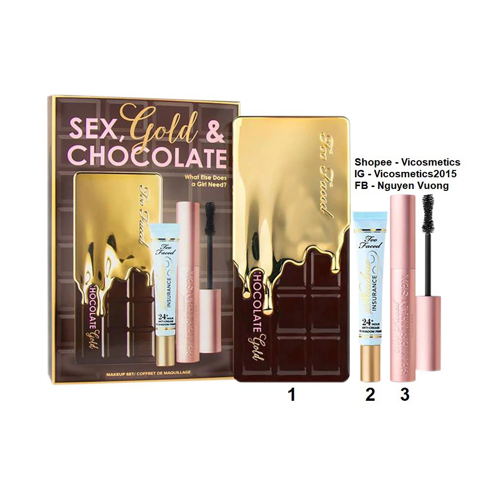 Too Faced ✨ Tách set trang điểm mắt Sex, Gold and Chocolate Set