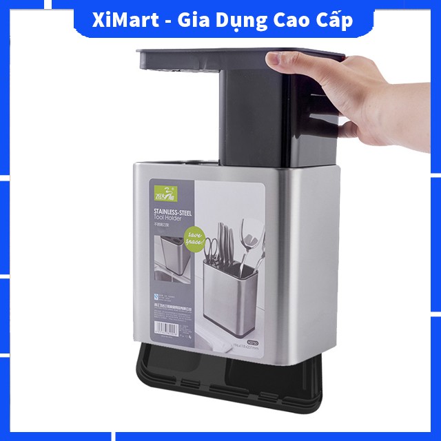 [MỚI] Giá cắm dao đũa thìa Inox 304 cao cấp - Kệ để dao thìa hình vuông đứng tiện lợi bảo hành 24 tháng - XiMart