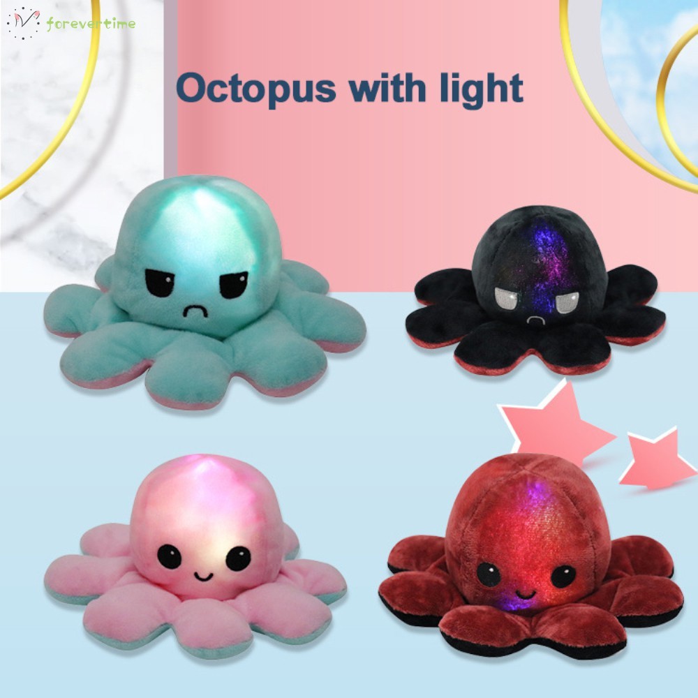 Ready Stock octopus Thú Bông Bạch Tuộc Cảm Bạch tuộc phát sáng Xúc có 2 mặt khác nhau nhiều màu lựa chọn kích thước 22cm