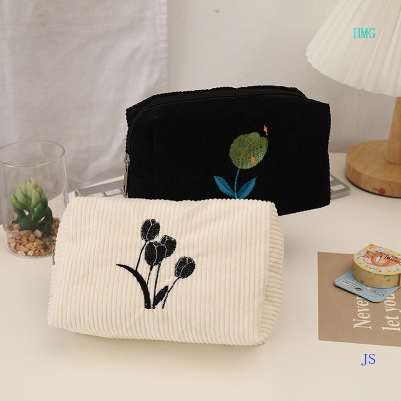 Hmg Túi Đựng Bút Chì Sức Chứa Lớn Bằng Vải Nhung Kẻ In Hoa Cho Trousse Scolaire Piornik