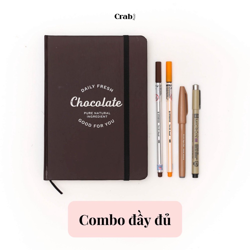 Combo sổ bút chuyên dụng Bullet Journal màu Chocolate Chính Hãng Crabit