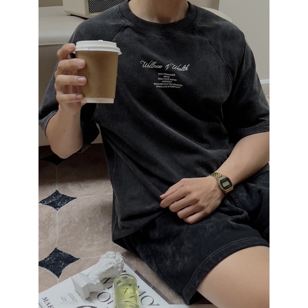 QUẦN SHORTS LOGO THÊU WASHED INDAHOOD STUDIO ( CHẤT DÀY / FORM OVERSIZE / TRÊN GỐI )
