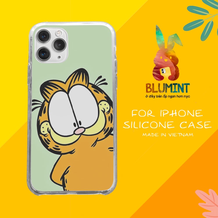 Ốp đt Garfield vui vẻ cho iPhone12 promaxXS XR nữ 8plus mềm 7Plus X XR Xs Max 6 6s BLUHLW0018