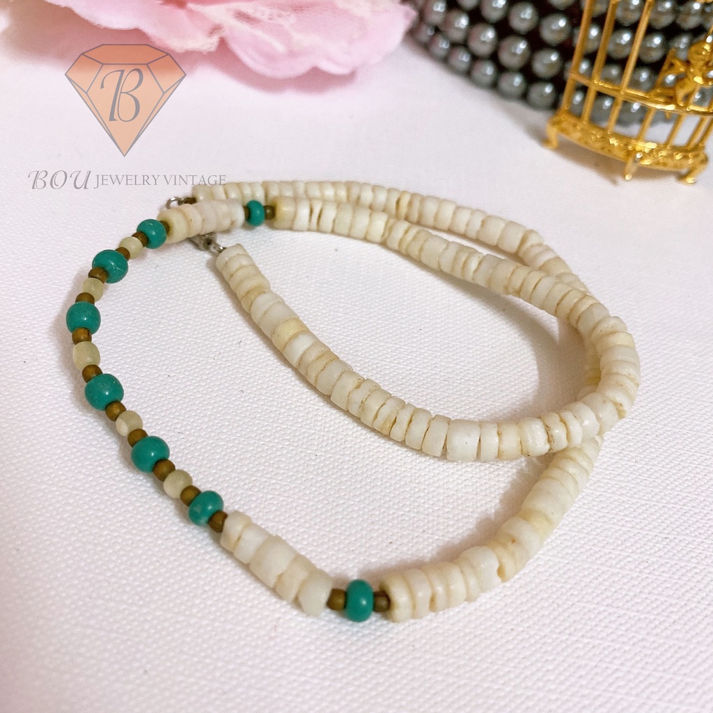 DÂY CHUYỀN VỎ SÒ SECONDHAND NHẬT BẢN BOU JEWELRY VINTAGE MÃ VC154