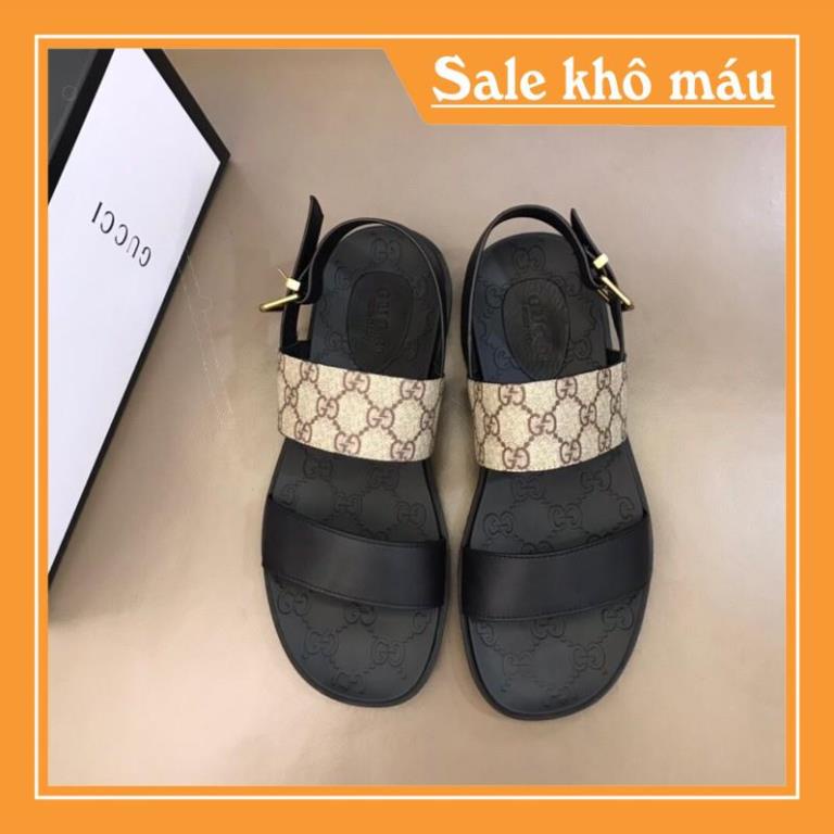 Sandal nam thương hiệu Gucci GG da thật cao cấp in vân cá tính -new221