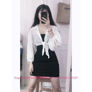 set đầm body dây kèm khoac voan