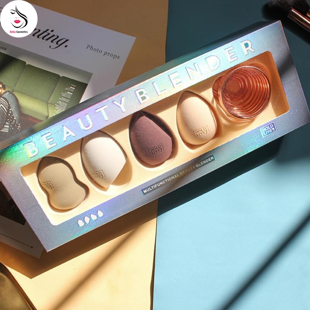 Set Bông Mút Trang Điểm Beauty Blender HOLD LIVE Chính Hãng Nội Địa Trung - Belllacosmetics