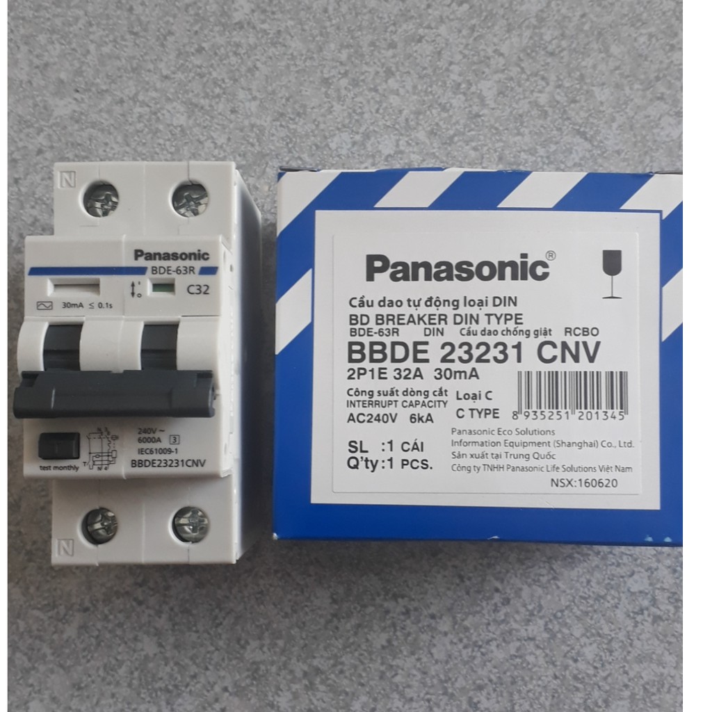 CB cầu dao tự động chống giật din Panasonic chống rò chính hãng