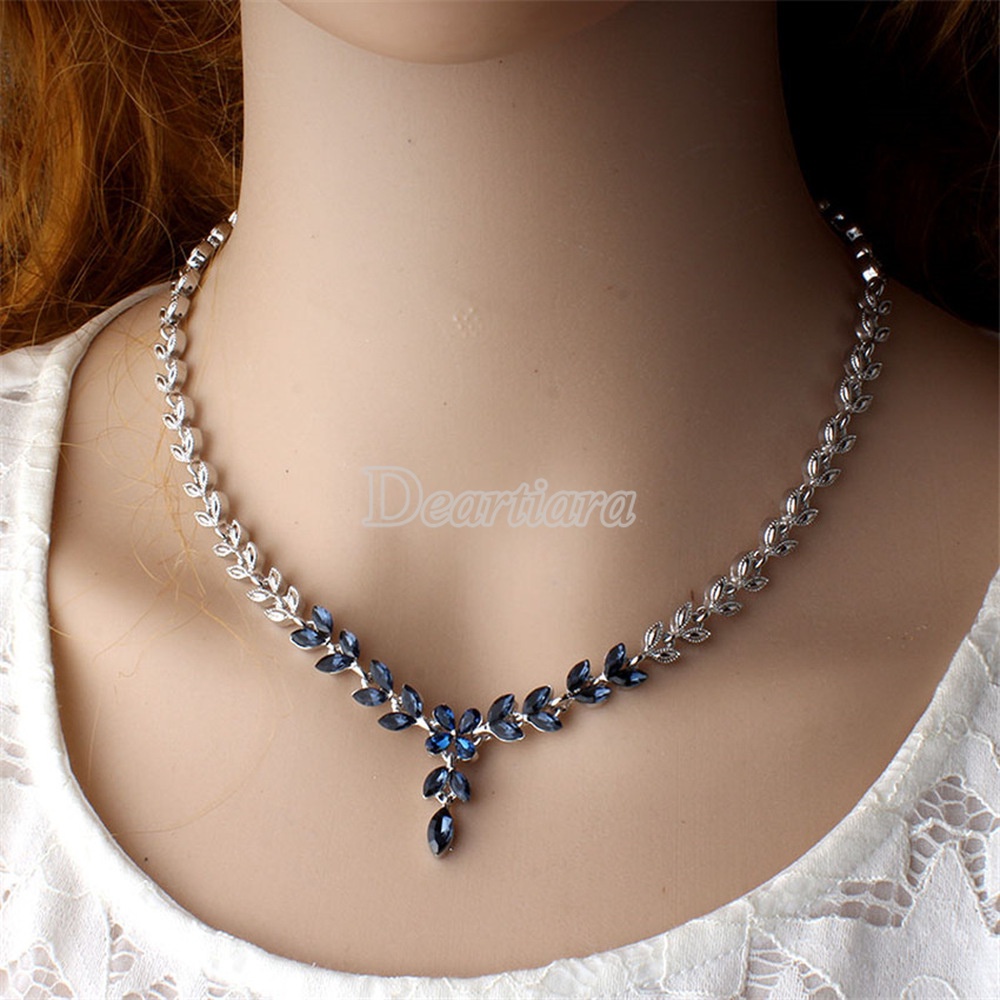 Bộ Vòng cổ Và Đôi Khuyên Tai Đính Đá Thời Trang Dành Cho Cô Dâu