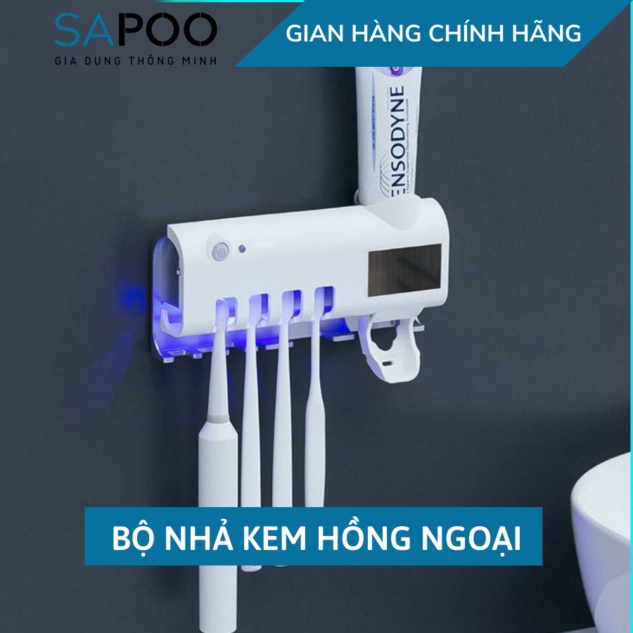 Bộ Nhả Kem Hồng Ngoại Treo Bàn Chải Kem Đánh Răng Khử Khuẩn Tia UV Cảm Ứng Hồng Ngoại - Gia Dụng SAPOO