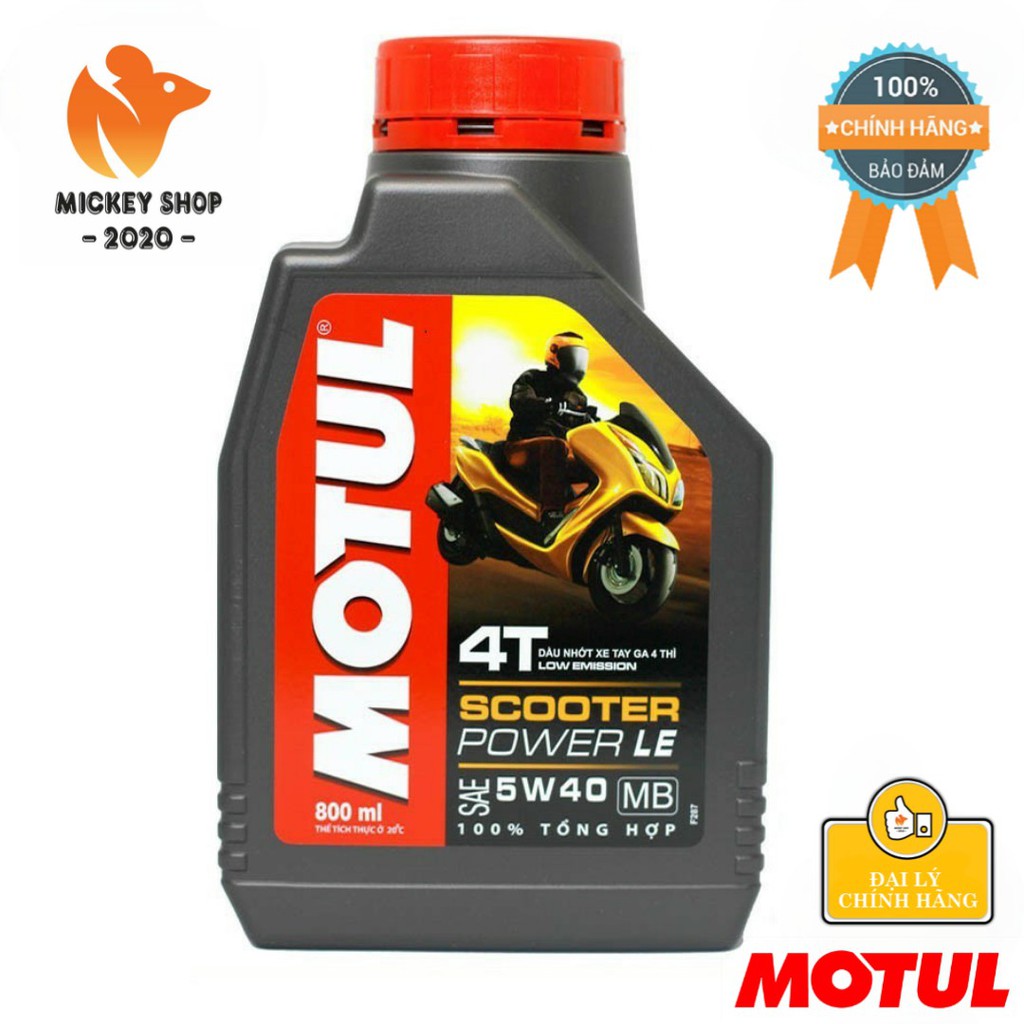 [ CHÍNH HÃNG ] Dầu Nhớt Motul Scooter Power LE SAE 5W40 MB 0.8L (100% Tổng Hợp) Dành Cho Xe Tay Ga - MICKEYSHOP