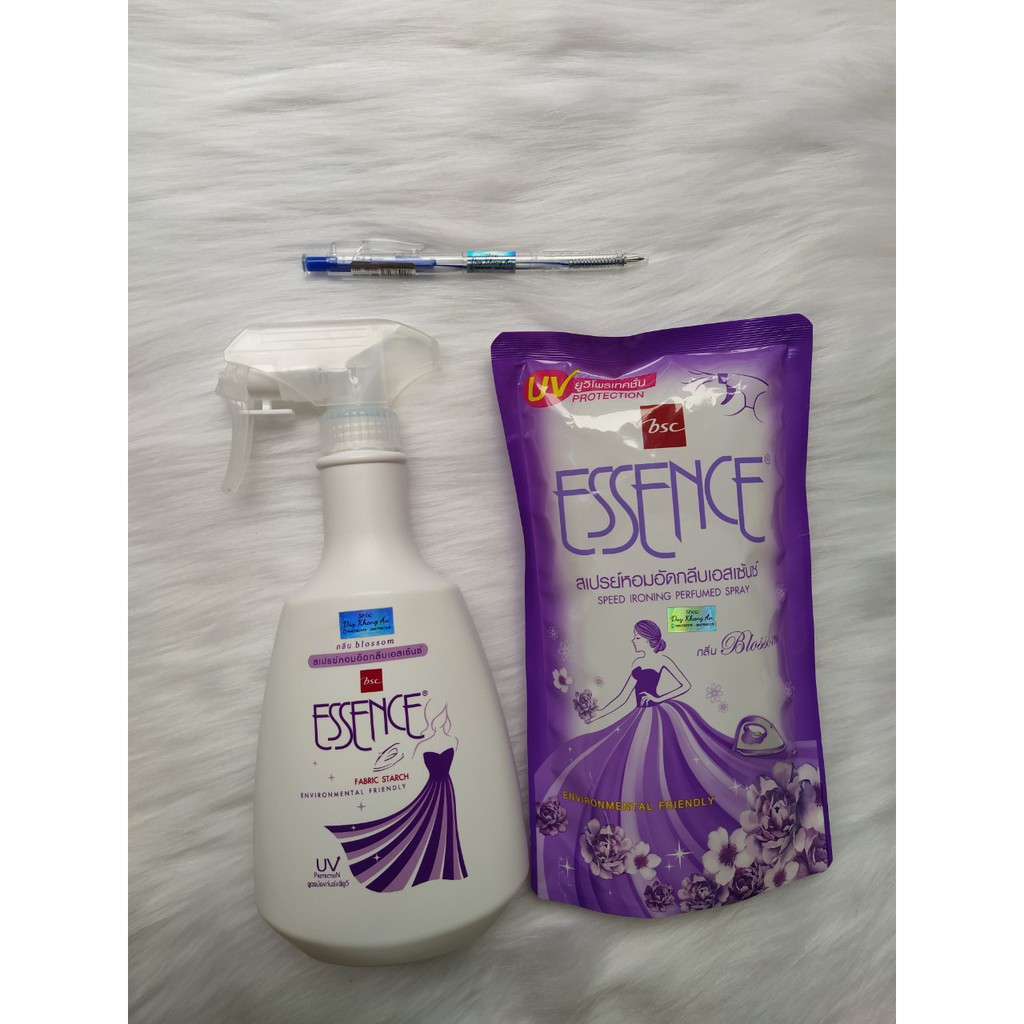 Combo (chai &amp; túi) xịt ủi quần áo Essence Tím nhập khẩu chính hãng