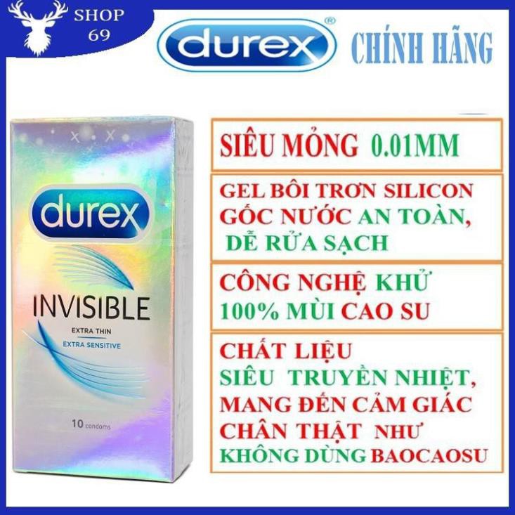 (Che tên) (BAO CAO SU MỎNG NHẤT THẾ GIỚI) Bao cao su DUREX INVISIBLE mỏng, an toàn, uy tín