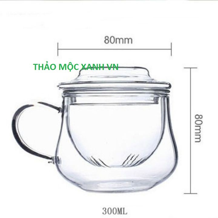 Cốc Pha Trà Thủy Tinh Có Lõi Lọc Cao Cấp 300ML