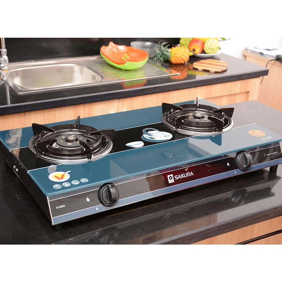 Bếp ga đôi Sakura SA-692SG Trưng bày 98-99% + tặng dây gas - bếp tiết kiệm gas