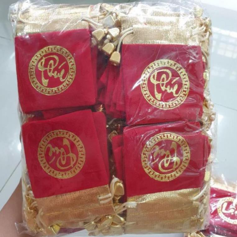 [GIÁ SỈ] 100 Túi Gấm Đỏ In Chữ Phúc, Lộc Thư Pháp Cực Đẹp