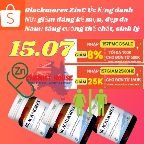 [Hàng Chuẩn ÚC] Blackmores Bio Zinc - Viên uống bổ sung kẽm tự nhiên 84 viên DATE 2023 | Thế Giới Skin Care