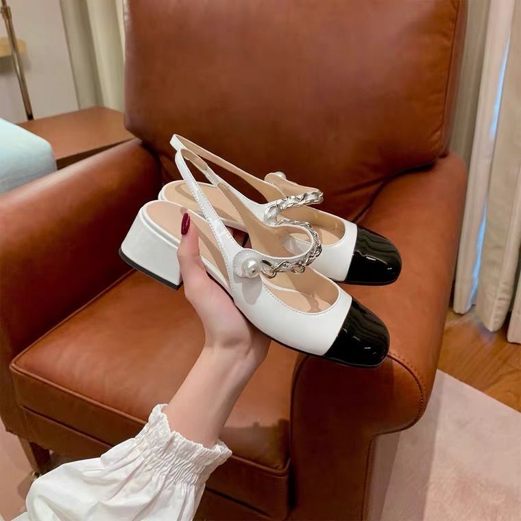 Mary Jane Sandals Baotou sandals women's shoes new spring 2021 summer versatile fashion fairy thick heel medium heel Mary Jane single shoes