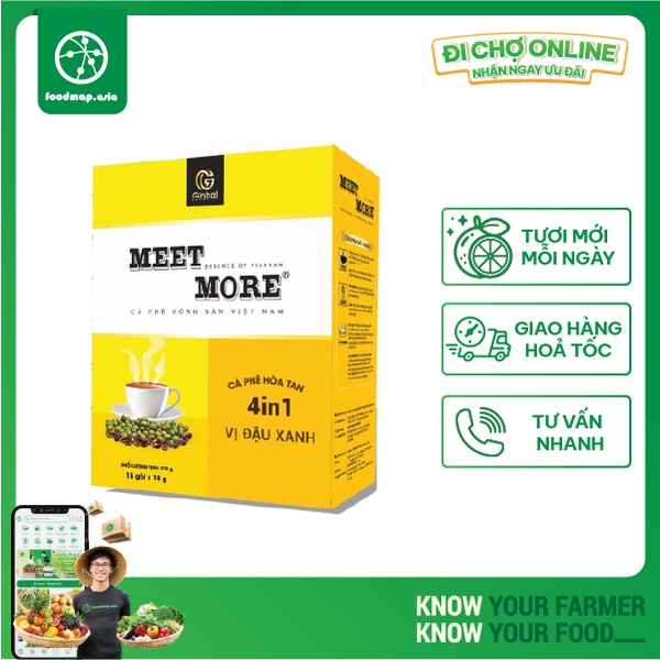 [Xả hàng] Cà Phê Hoà Tan Trái Cây Vị Đậu Xanh - Meet&amp;More | 270g - Hộp