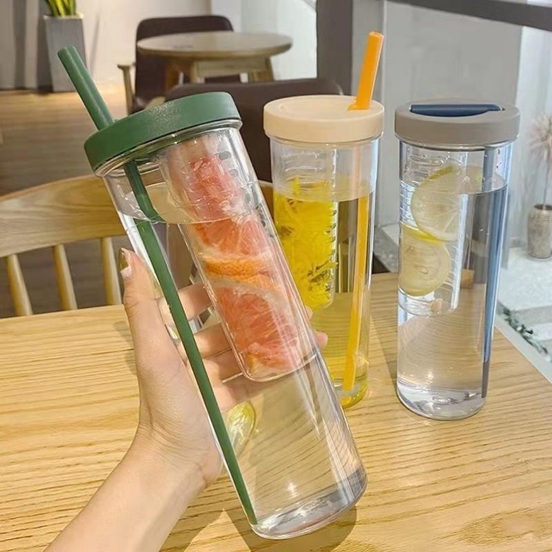 BÌNH NƯỚC TRONG SUỐT DUNG TÍCH 700ML KÈM ỐNG HÚT NHIỀU MÀU SẮC PHONG CÁCH HÀN QUỐC ĐÁNG YÊU CHO HỌC SINH,SINH VIÊN